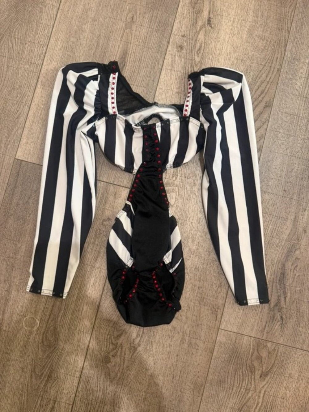 Kelle black and white striped dance costume